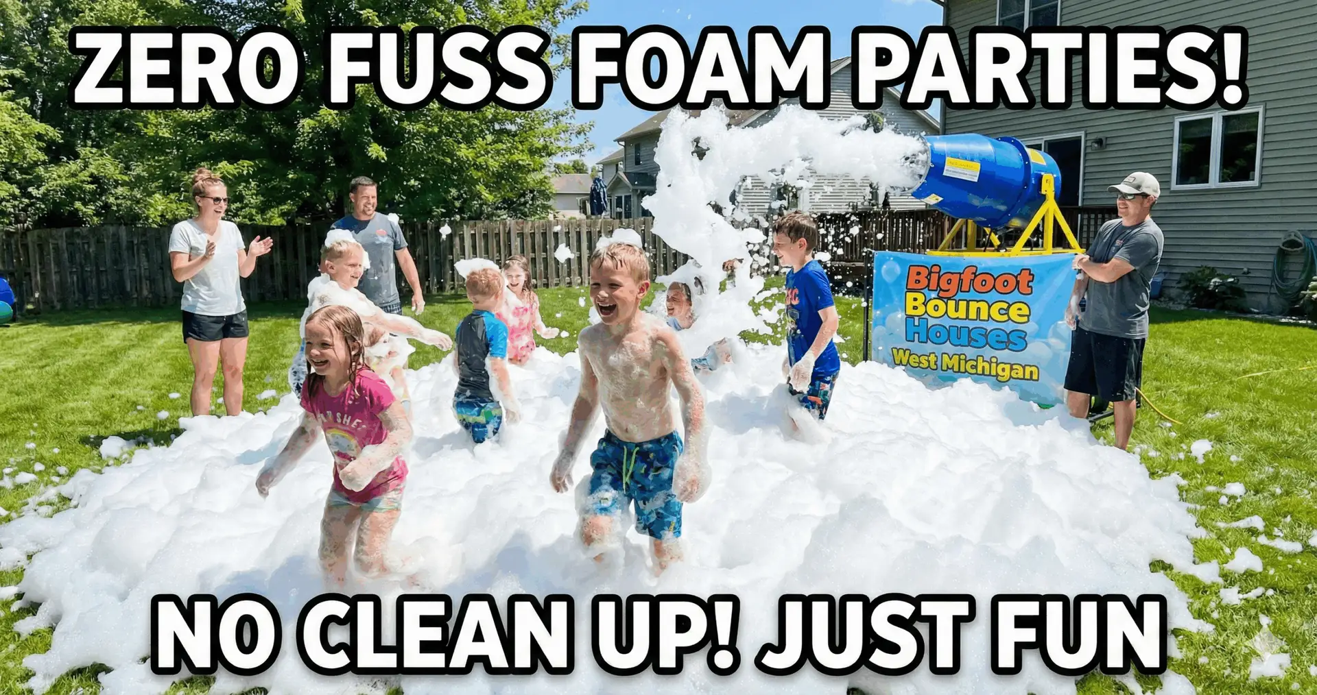 Foam party rental in Grand Rapids Michigan by Bigfoot Bounce Houses